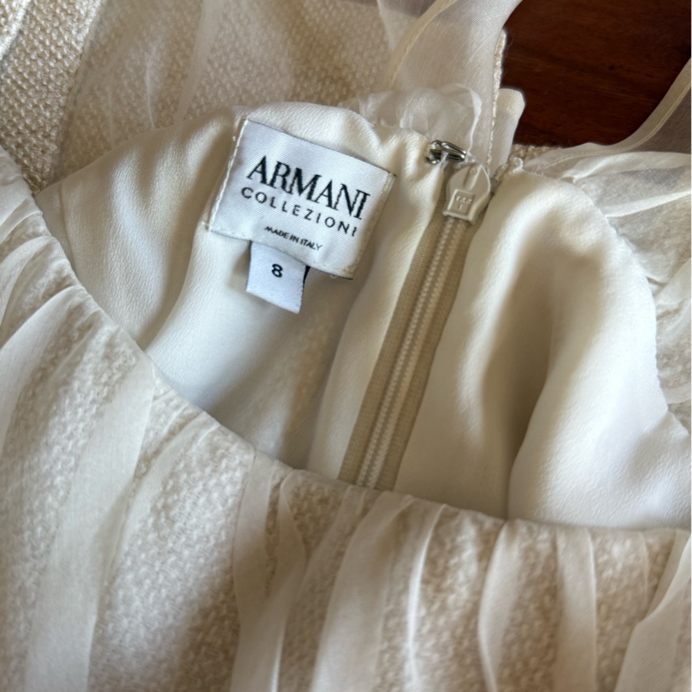 Armani Collezioni Ivory Textured Dress